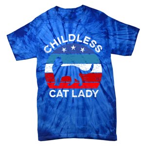 Retro Less Cat Lady Great Gift Tie-Dye T-Shirt