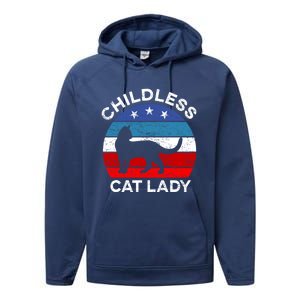 Retro Less Cat Lady Great Gift Performance Fleece Hoodie