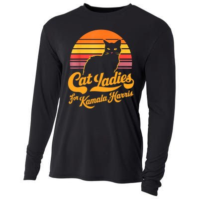 Retro Lady Cat For Kamala Harris Women Gift Cooling Performance Long Sleeve Crew