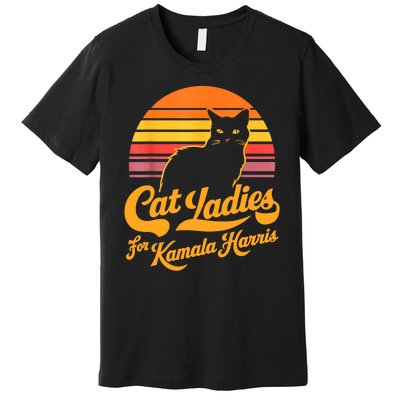 Retro Lady Cat For Kamala Harris Women Gift Premium T-Shirt