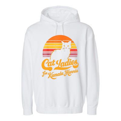 Retro Lady Cat For Kamala Harris Women Gift Garment-Dyed Fleece Hoodie