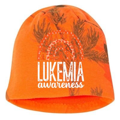 Rainbow Leukemia Cancer Awareness Month Orange Ribbon Kati - Camo Knit Beanie