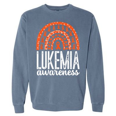 Rainbow Leukemia Cancer Awareness Month Orange Ribbon Garment-Dyed Sweatshirt