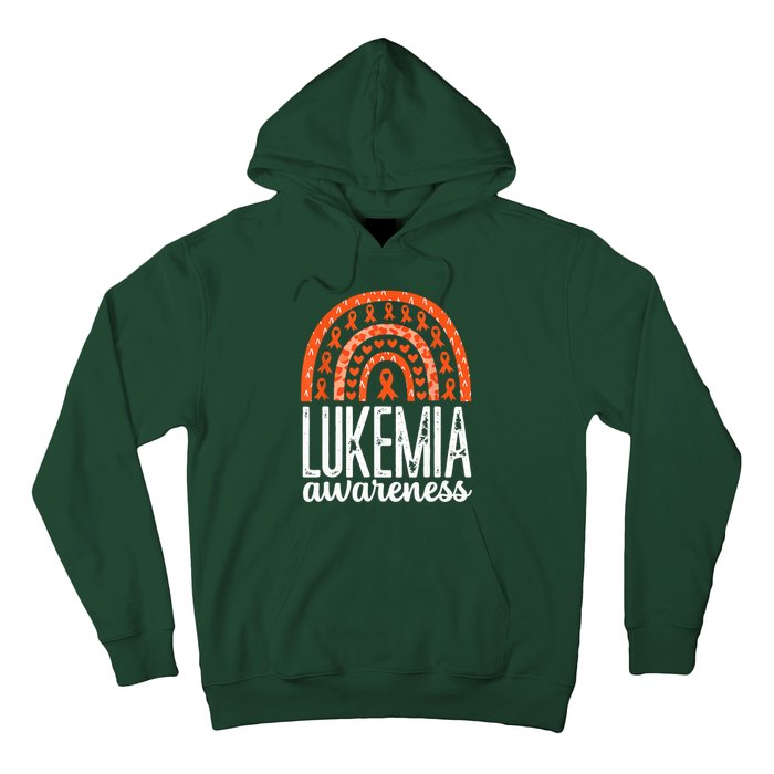 Rainbow Leukemia Cancer Awareness Month Orange Ribbon Hoodie