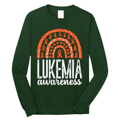 Rainbow Leukemia Cancer Awareness Month Orange Ribbon Long Sleeve Shirt