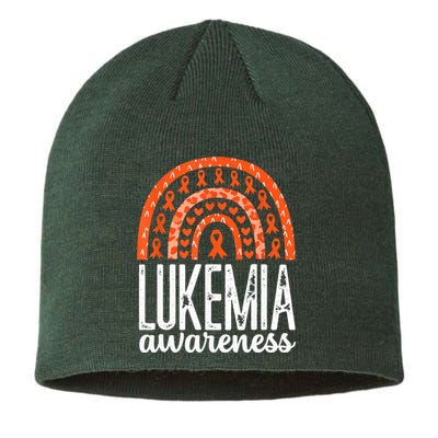 Rainbow Leukemia Cancer Awareness Month Orange Ribbon Sustainable Beanie