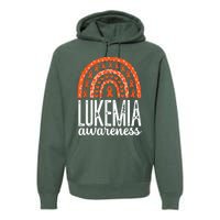 Rainbow Leukemia Cancer Awareness Month Orange Ribbon Premium Hoodie