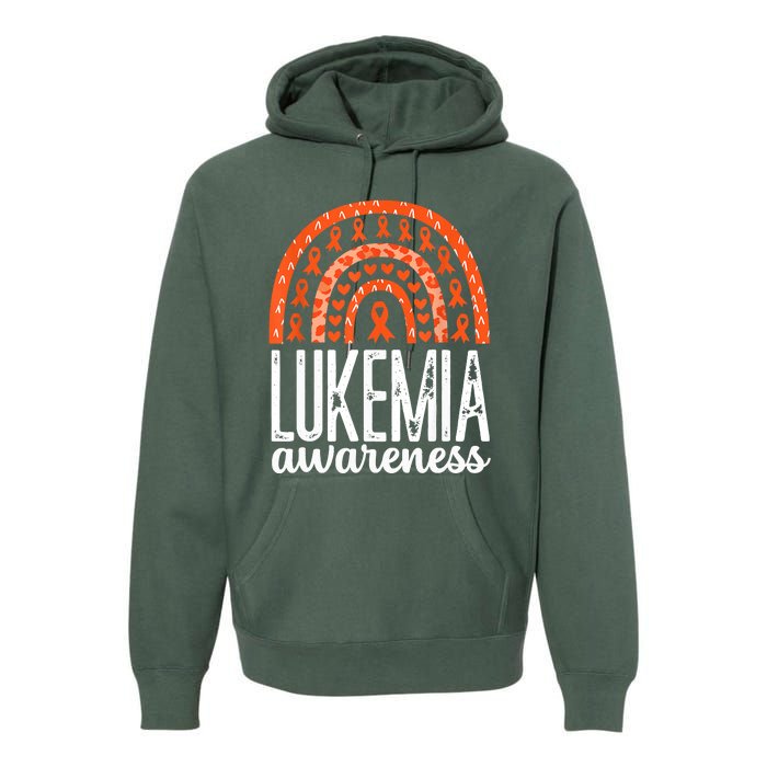 Rainbow Leukemia Cancer Awareness Month Orange Ribbon Premium Hoodie