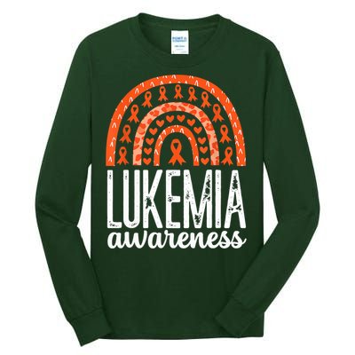 Rainbow Leukemia Cancer Awareness Month Orange Ribbon Tall Long Sleeve T-Shirt