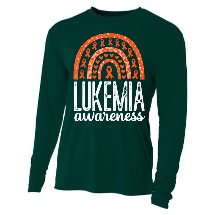 Rainbow Leukemia Cancer Awareness Month Orange Ribbon Cooling Performance Long Sleeve Crew