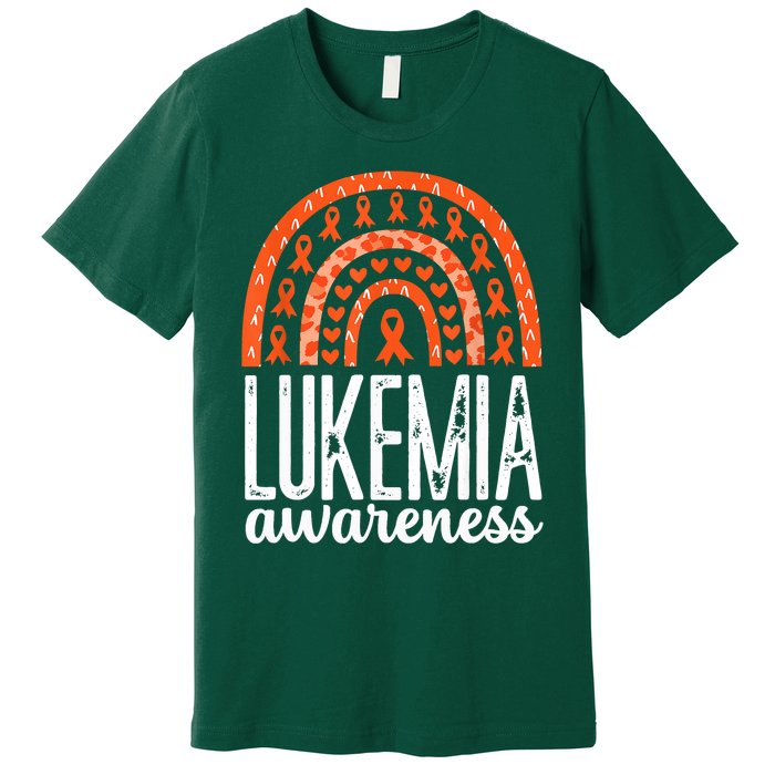 Rainbow Leukemia Cancer Awareness Month Orange Ribbon Premium T-Shirt