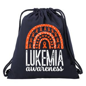 Rainbow Leukemia Cancer Awareness Month Orange Ribbon Drawstring Bag