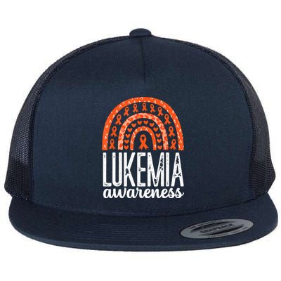 Rainbow Leukemia Cancer Awareness Month Orange Ribbon Flat Bill Trucker Hat