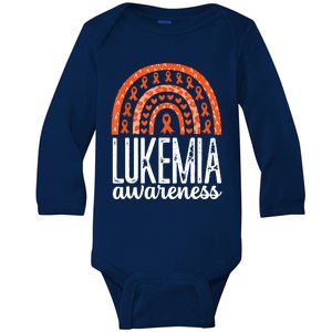 Rainbow Leukemia Cancer Awareness Month Orange Ribbon Baby Long Sleeve Bodysuit