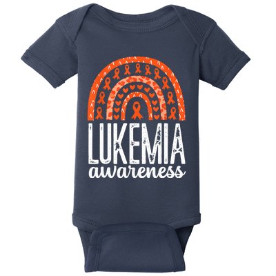 Rainbow Leukemia Cancer Awareness Month Orange Ribbon Baby Bodysuit