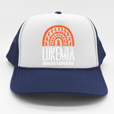 Rainbow Leukemia Cancer Awareness Month Orange Ribbon Trucker Hat