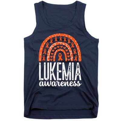 Rainbow Leukemia Cancer Awareness Month Orange Ribbon Tank Top