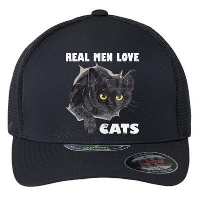 Real Love Cat Cats Lover Fathers Day Idea Flexfit Unipanel Trucker Cap