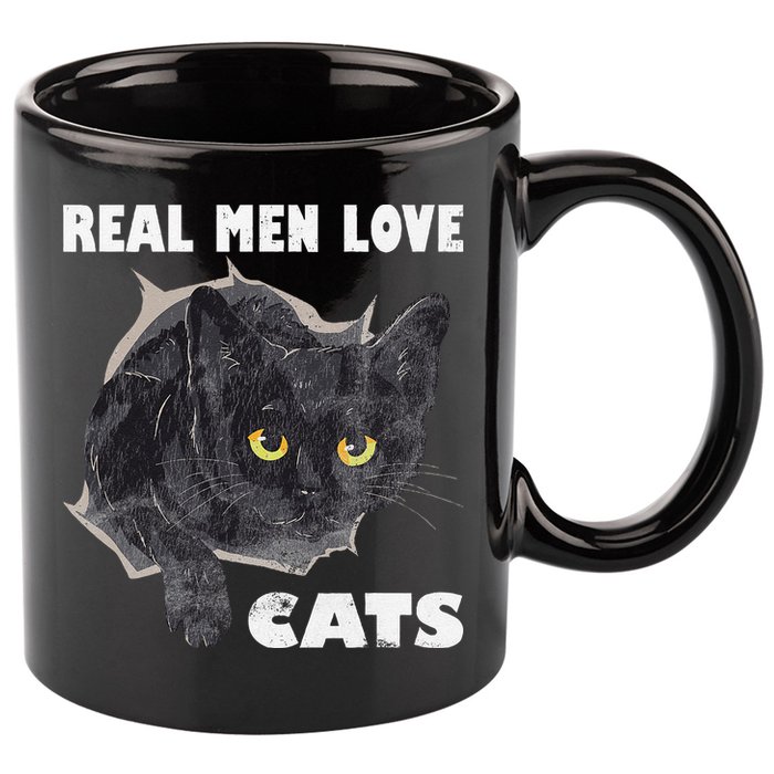 Real Love Cat Cats Lover Fathers Day Idea 11oz C Handle Ceramic Mug