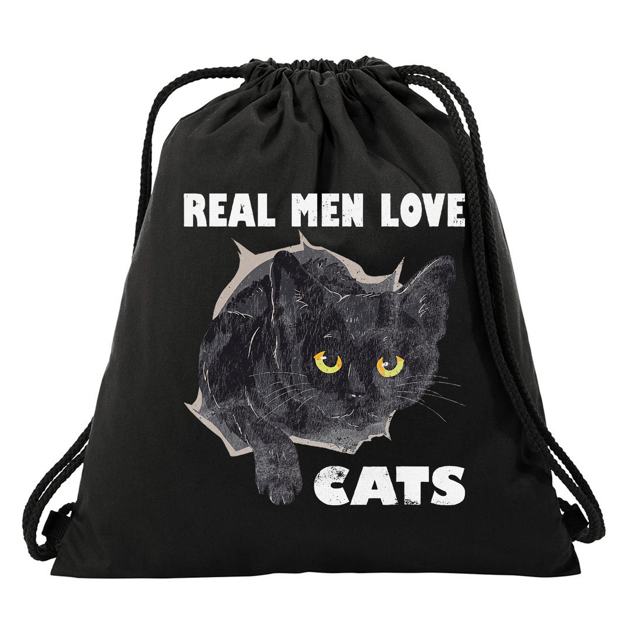 Real Love Cat Cats Lover Fathers Day Idea Drawstring Bag