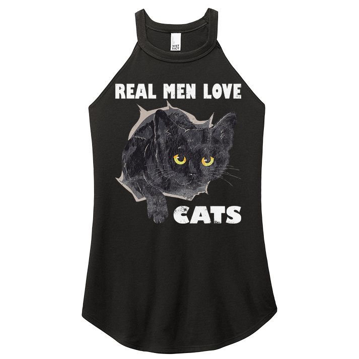 Real Love Cat Cats Lover Fathers Day Idea Women's Perfect Tri Rocker Tank