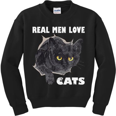Real Love Cat Cats Lover Fathers Day Idea Kids Sweatshirt
