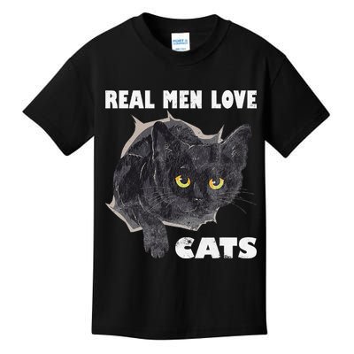 Real Love Cat Cats Lover Fathers Day Idea Kids T-Shirt