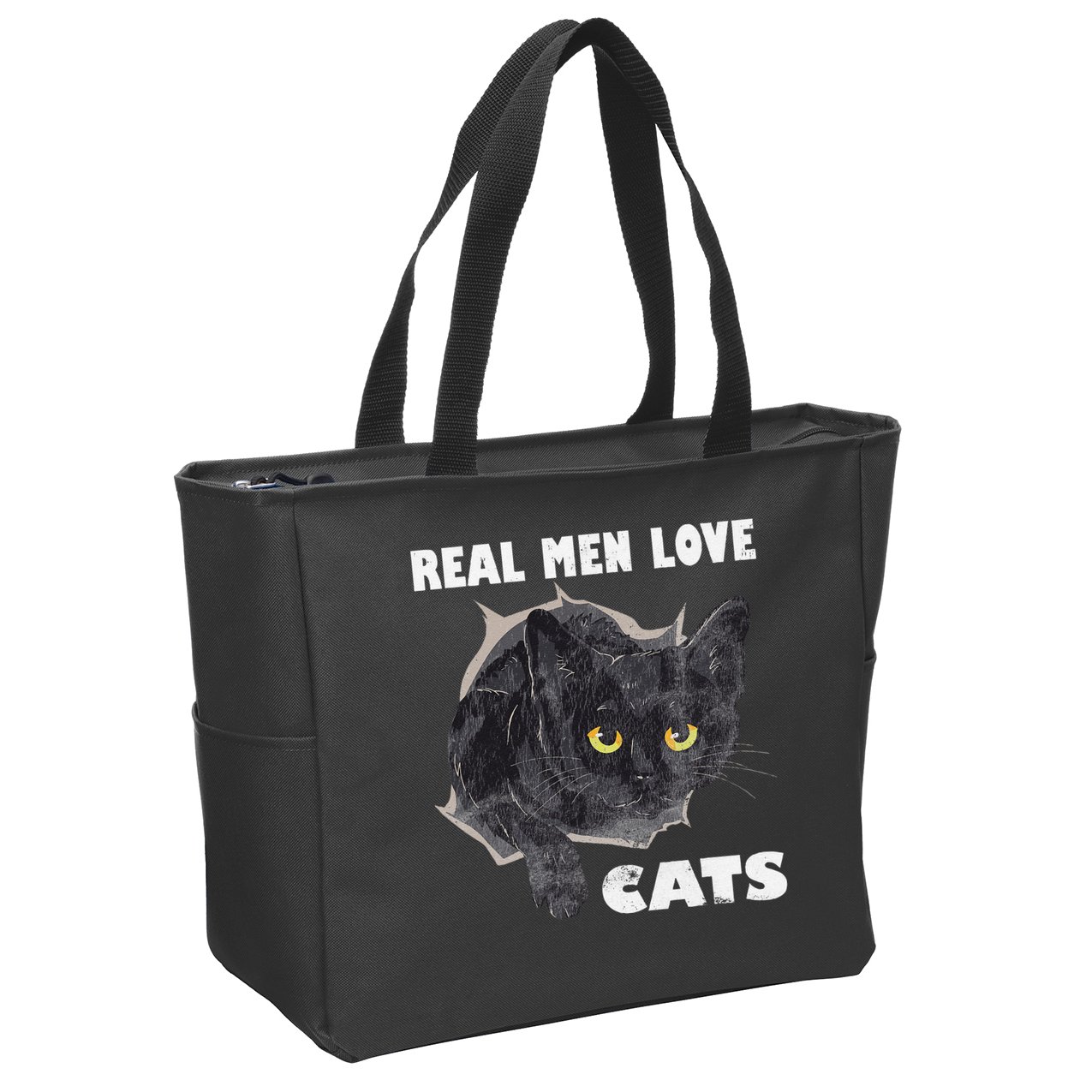 Real Love Cat Cats Lover Fathers Day Idea Zip Tote Bag