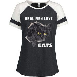 Real Love Cat Cats Lover Fathers Day Idea Enza Ladies Jersey Colorblock Tee