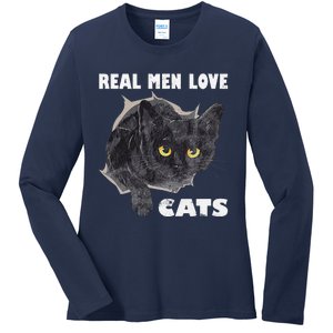 Real Love Cat Cats Lover Fathers Day Idea Ladies Long Sleeve Shirt