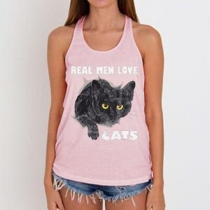 Real Love Cat Cats Lover Fathers Day Idea Women's Knotted Racerback Tank