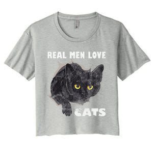 Real Love Cat Cats Lover Fathers Day Idea Women's Crop Top Tee