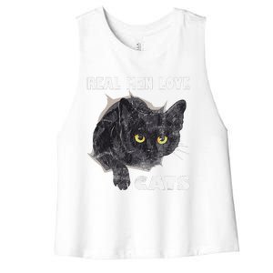 Real Love Cat Cats Lover Fathers Day Idea Women's Racerback Cropped Tank