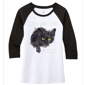 Real Love Cat Cats Lover Fathers Day Idea Women's Tri-Blend 3/4-Sleeve Raglan Shirt