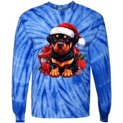 Rottweiler Lovers Christmas Cute Rottweiler For The Holid Gift Tie-Dye Long Sleeve Shirt