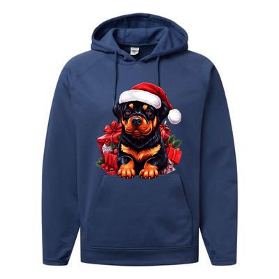 Rottweiler Lovers Christmas Cute Rottweiler For The Holid Gift Performance Fleece Hoodie