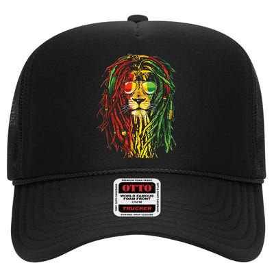 Rasta Lion Cool Dreadlock Rastafari For Rasta Lover High Crown Mesh Back Trucker Hat