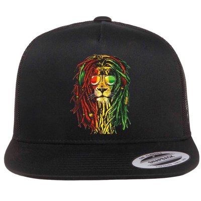 Rasta Lion Cool Dreadlock Rastafari For Rasta Lover Flat Bill Trucker Hat