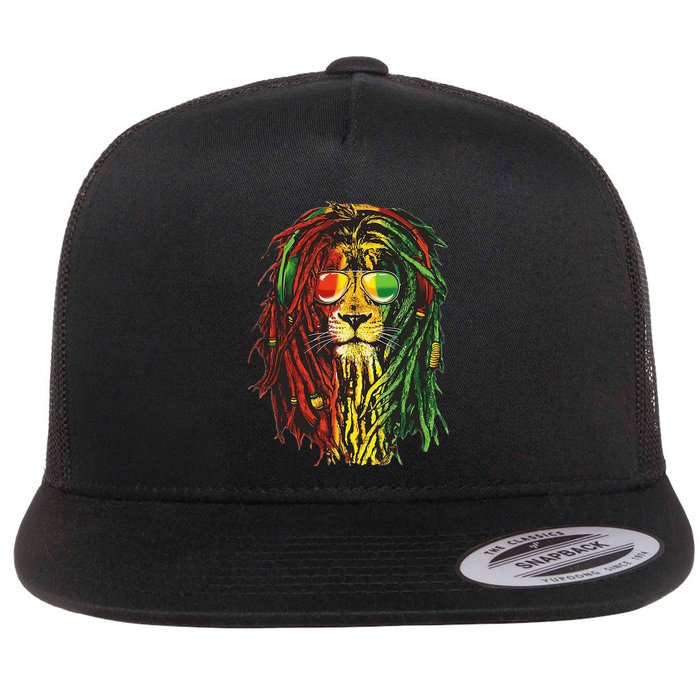 Rasta Lion Cool Dreadlock Rastafari For Rasta Lover Flatbill Hat