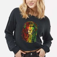 Rasta Lion Cool Dreadlock Rastafari For Rasta Lover Cropped Pullover Crew