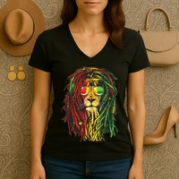 Rasta Lion Cool Dreadlock Rastafari For Rasta Lover Women's V-Neck T-Shirt