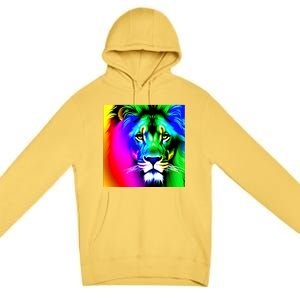 Rainbow Lion Cool Gift Premium Pullover Hoodie