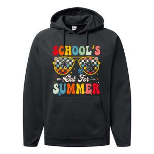 Retro Last Day Of Schools Out For Summer Teacher Boy Girl Performance Fleece Hoodie