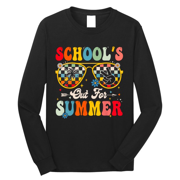 Retro Last Day Of Schools Out For Summer Teacher Boy Girl Long Sleeve Shirt