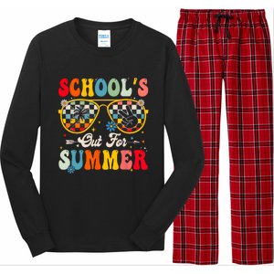 Retro Last Day Of Schools Out For Summer Teacher Boy Girl Long Sleeve Pajama Set