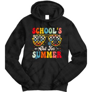 Retro Last Day Of Schools Out For Summer Teacher Boy Girl Tie Dye Hoodie