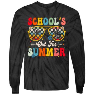 Retro Last Day Of Schools Out For Summer Teacher Boy Girl Tie-Dye Long Sleeve Shirt