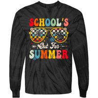 Retro Last Day Of Schools Out For Summer Teacher Boy Girl Tie-Dye Long Sleeve Shirt