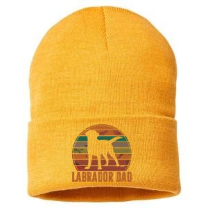 Retro Labrador Dad Gift Dog Daddy Golden Black Lab Father Sustainable Knit Beanie