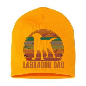 Retro Labrador Dad Gift Dog Daddy Golden Black Lab Father Short Acrylic Beanie